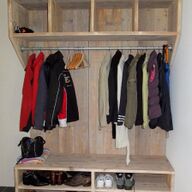Steigerhouten kapstok met schoenenkastje op maat kapstokken steigerhout schoenenkast