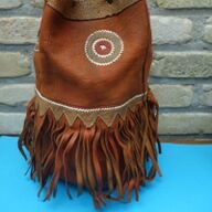 VINTAGE LEREN "INDIANENTASJE" jaren 60/70 ; groot