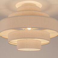 Plafondlamp 52 cm beige bed slaapkamer bank tafel vide lamp