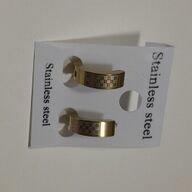 Stainless steel oorbellen goud en blokjes style 11.