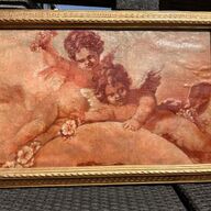 Schilderij met 2 putti (rozig)