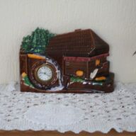 Antieke leuke retro aardewerk klok Bauernhof