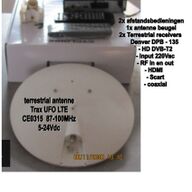 DVB-T2 Antenne + houder + 2x Receivers + 2x afst.bediening (zappers)