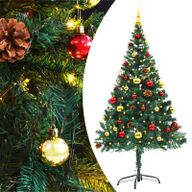 VidaXL Kunstkerstboom met kerstballen en LED&amp;#039;s 150 cm groen