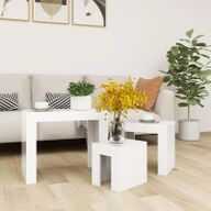 VidaXL 3-delige Salontafelset spaanplaat hoogglans wit
