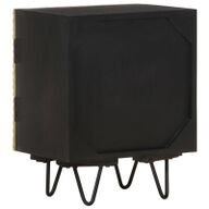 VidaXL Nachtkastje met messing voorkant 40x30x50 cm massief mangohout