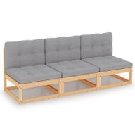 VidaXL Tuinbank 3-zits met kussens massief grenenhout3076349