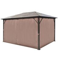 VidaXL Prieel met gordijn 400x300 cm aluminium bruin8718475921912