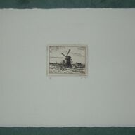 Klein etsje van molen nederlands landelijk