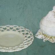 Opaline glas jampot aardbei met slak 19e eeuw