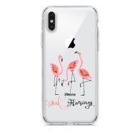 Apple Iphone Siliconen hoesjes transparant (Pink Flamingo)