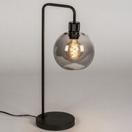 Tafellamp h 57cm zwart rookglas bol v bureau kast bed tafel