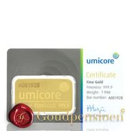 Goudbaren vanaf 1 gram tot 1 kilo 999,9 puur goud Umicore goudbaar