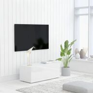 VidaXL Tv-meubel 80x34x30 cm spaanplaat hoogglans wit