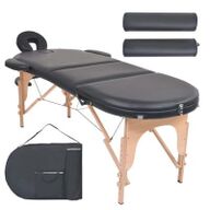 VidaXL Massagetafel inklapbaar 4 cm dik met 2 bolsters ovaal zwart110159