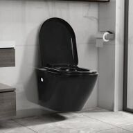 VidaXL Hangend toilet randloos keramiek zwart145238