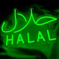 Neon verlichting &amp;#039;Halal&amp;#039; met kleurintensiteit schakelaar