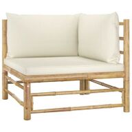 VidaXL 5-delige Loungeset met crèmewitte kussens bamboe8720286191811